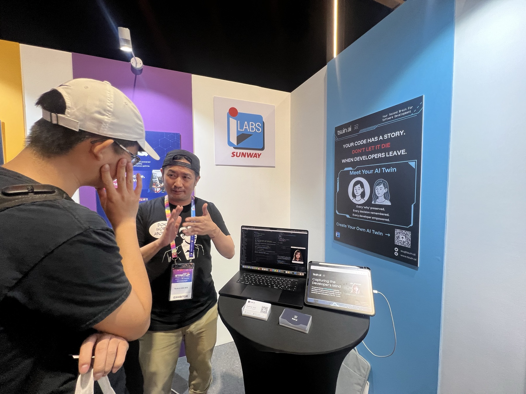 Explaining the AI Twin at the Sunway iLabs booth